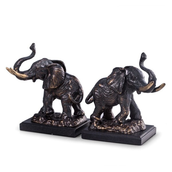 Elephant Trunks Up Brass Bookends Sculptural Artwork Metal Heavy